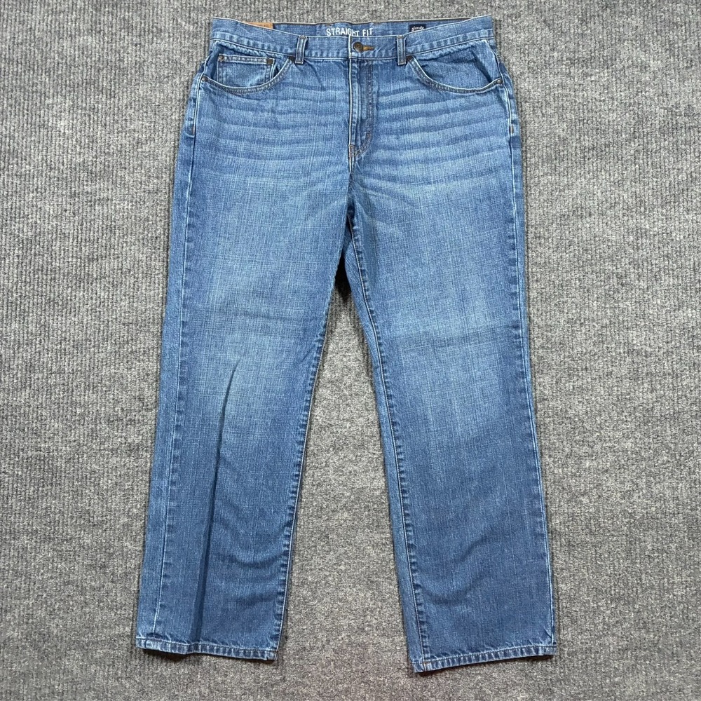 CHAPS Mens Straight Fit Jeans 38x32 Blue Denim Cotton Classic Casual Mid Rise